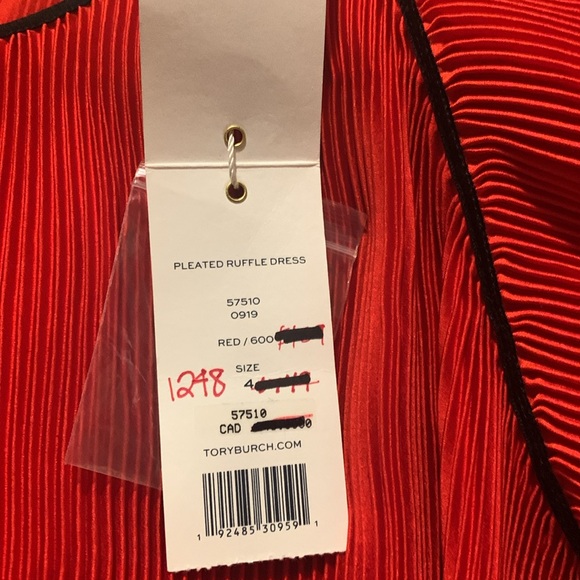Tory Burch red pleated dress, perfect for the holiday-NWT - Picture 10 of 11